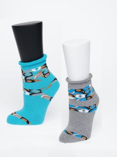 Носки женские (2 пары) С-1122, бирюза, серый