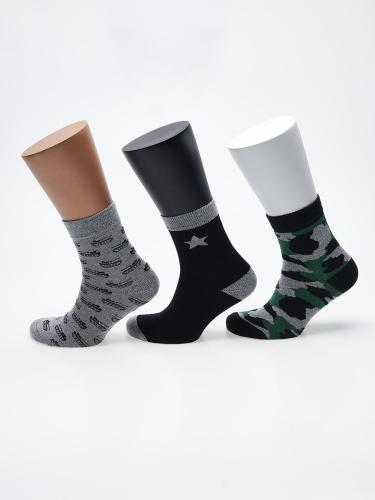 Носки мужские в подарочной коробке (3 пары) С-1433 С-1530 С-1531, серый, черный, зеленый